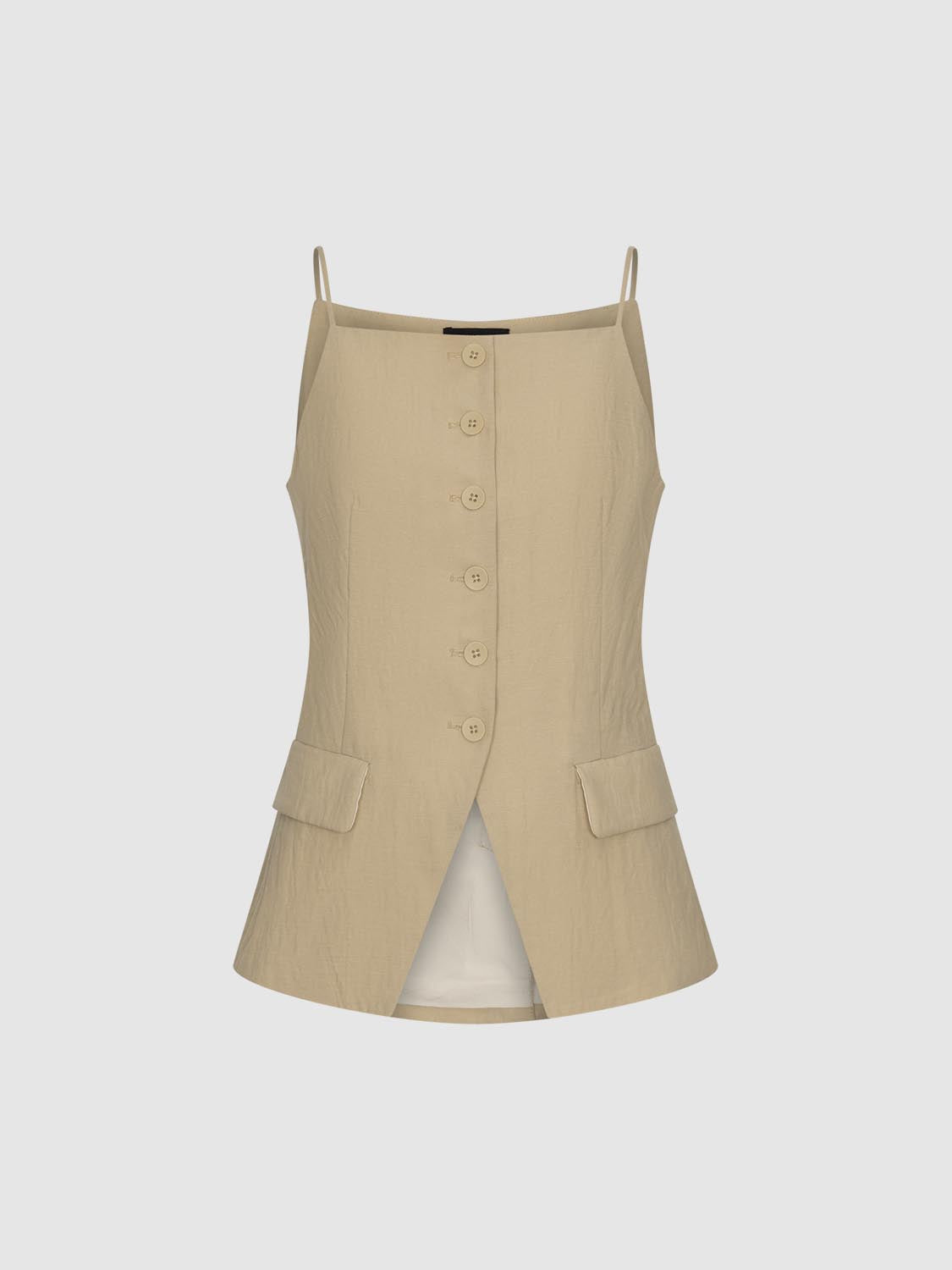 Button Up Thin Strap Cami Top