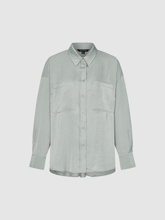 Oversized Textured Button Front Long Sleeve Shirt