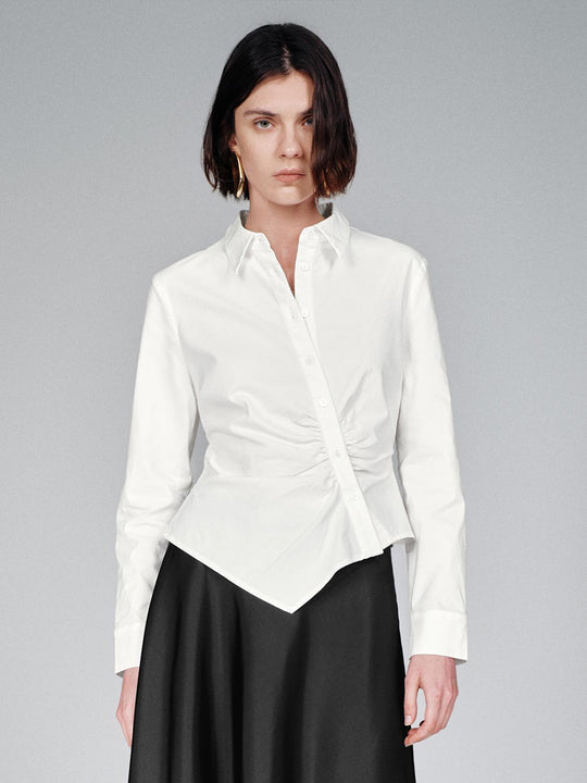 Linen Blend Asymmetric Slim Fit Shirts