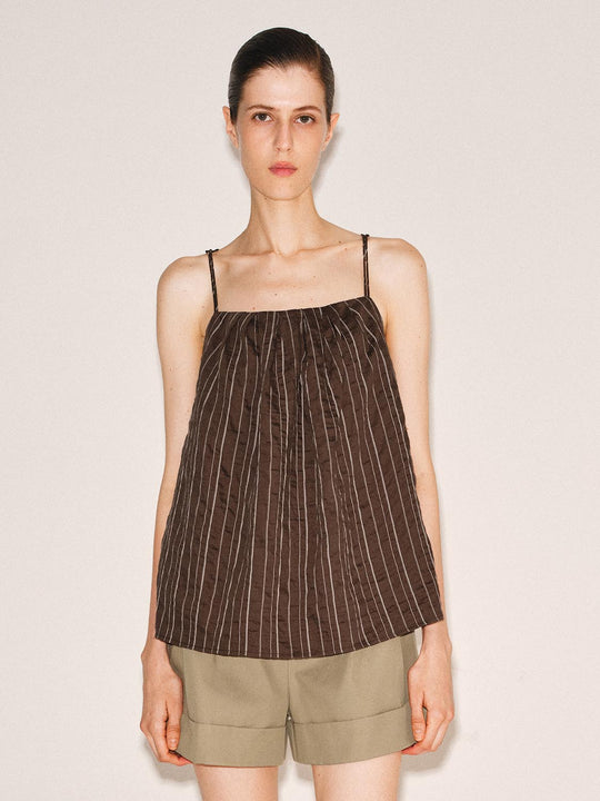 Striped Lyocell Spaghetti Strap Cami Top