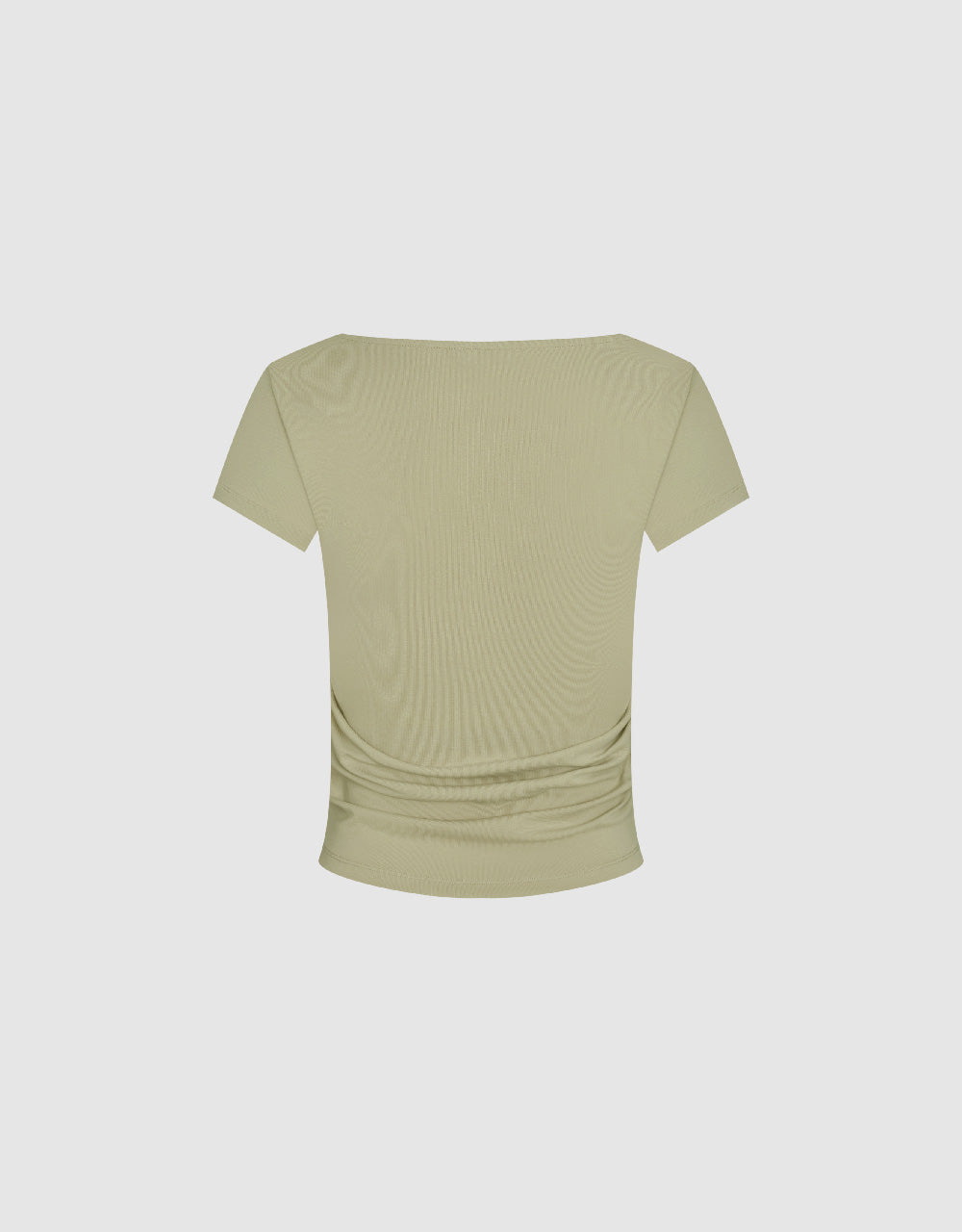 Ruched Square-cut Collar T-Shirt