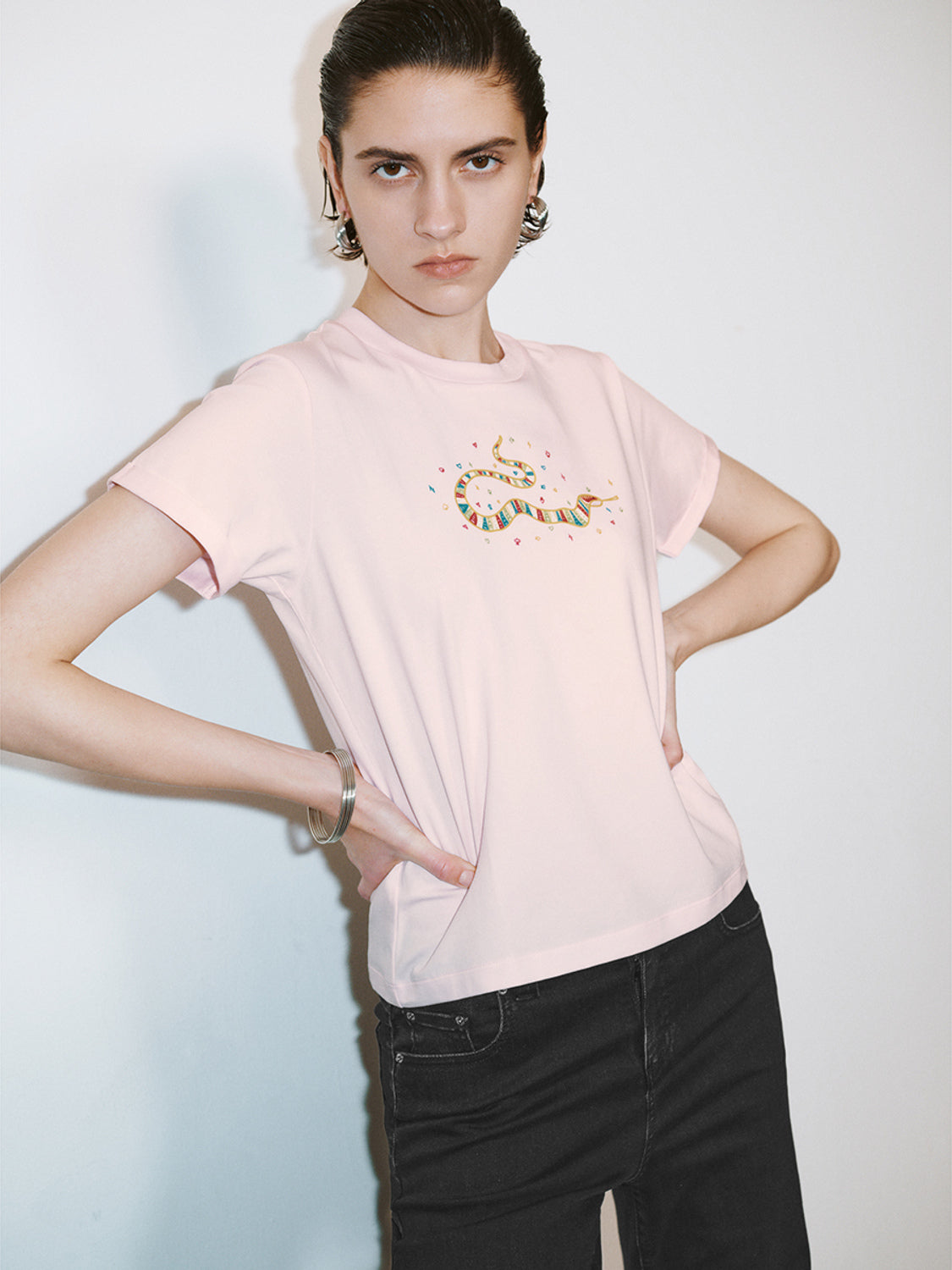 Snake Printed Short Sleeve T-Shirts