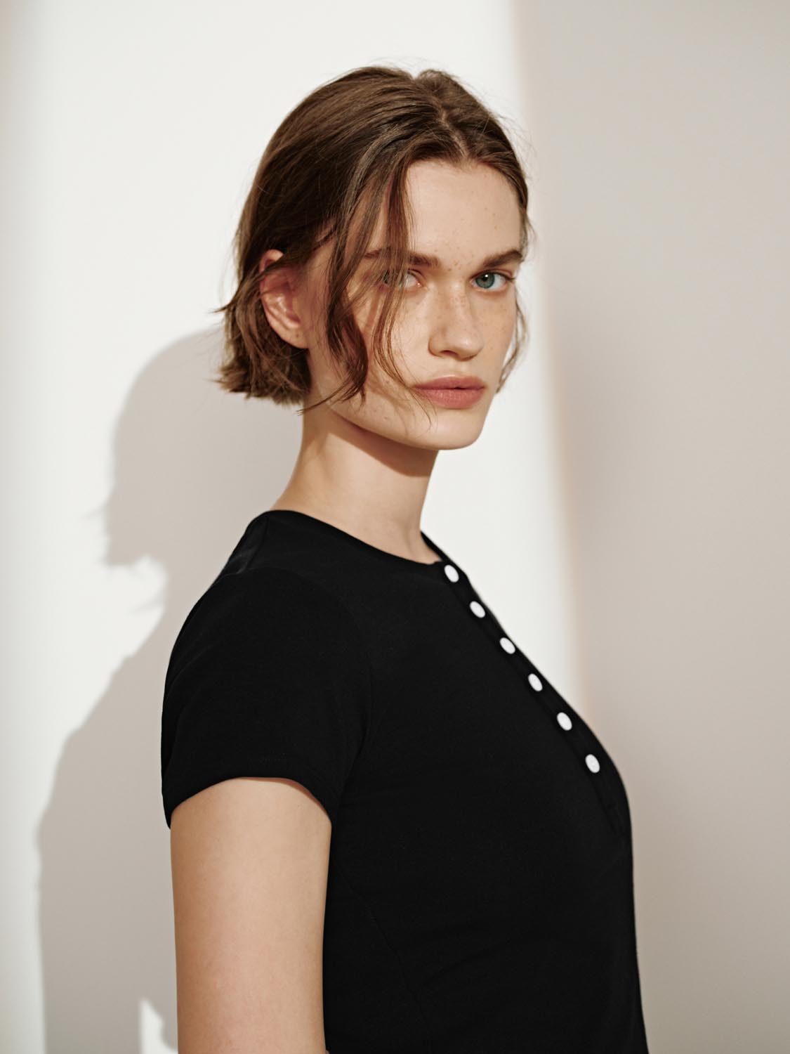 Button Half Placket Short Sleeve T-Shirts