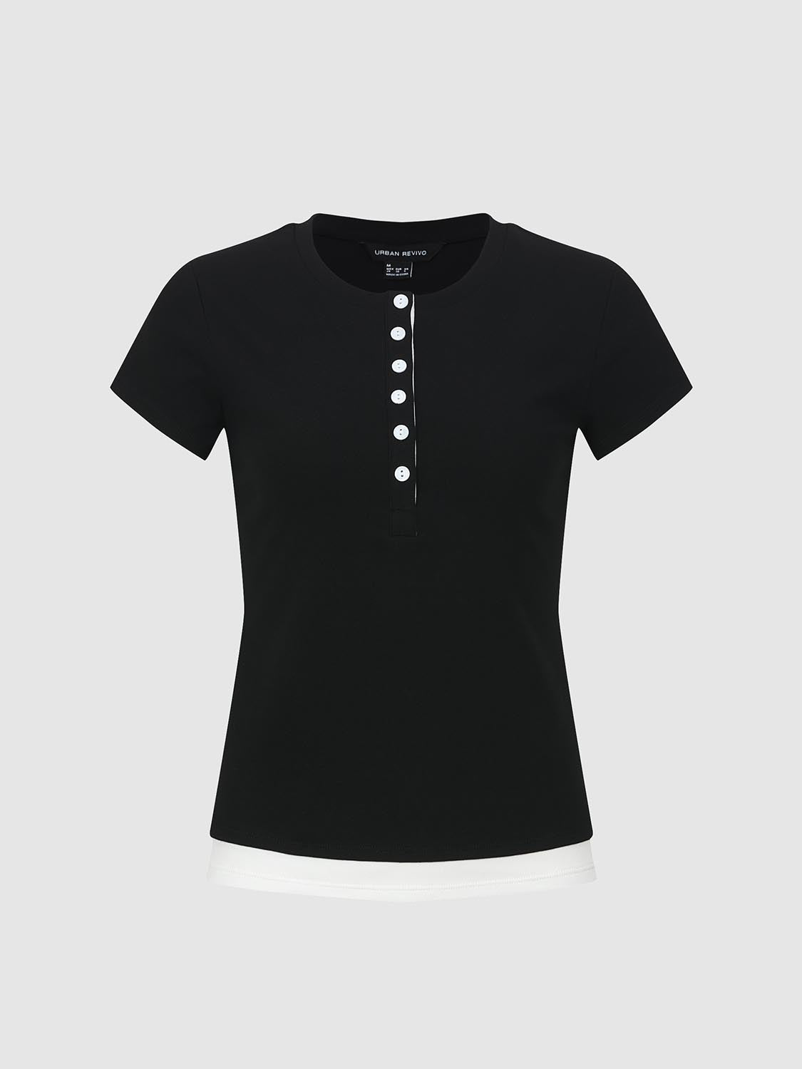 Button Half Placket Short Sleeve T-Shirts