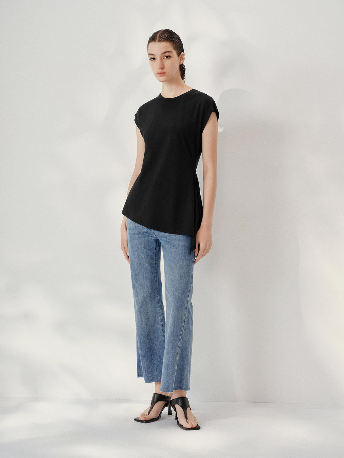 Tie Up Cap Sleeve T-Shirts