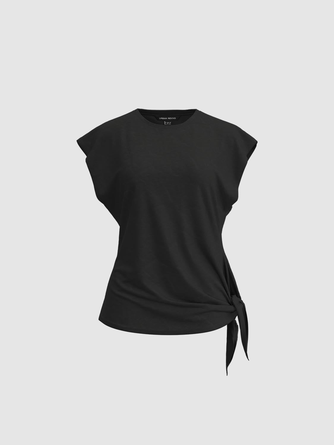 Tie Up Cap Sleeve T-Shirts