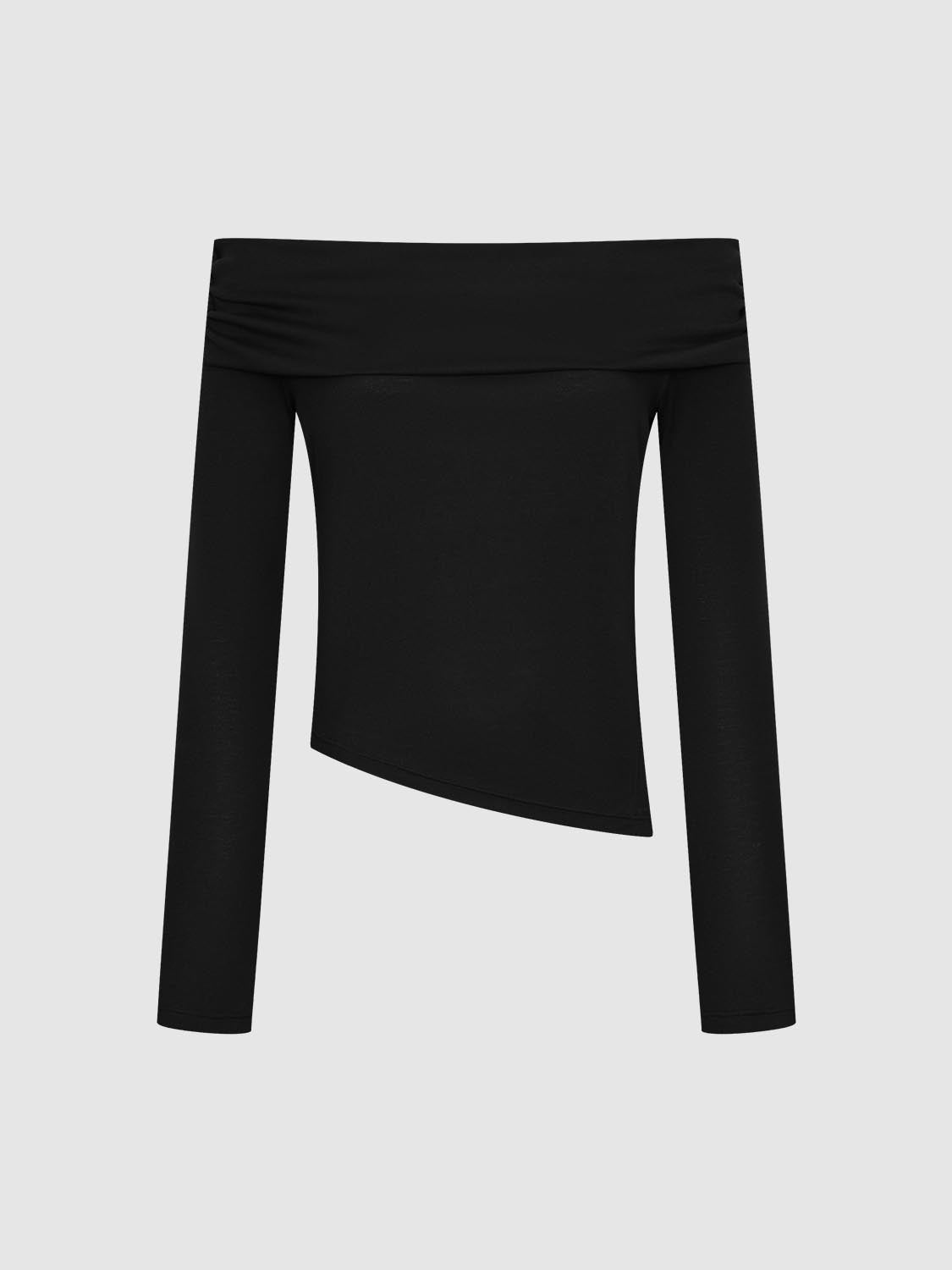 Off Shoulder Long Sleeve T-Shirts