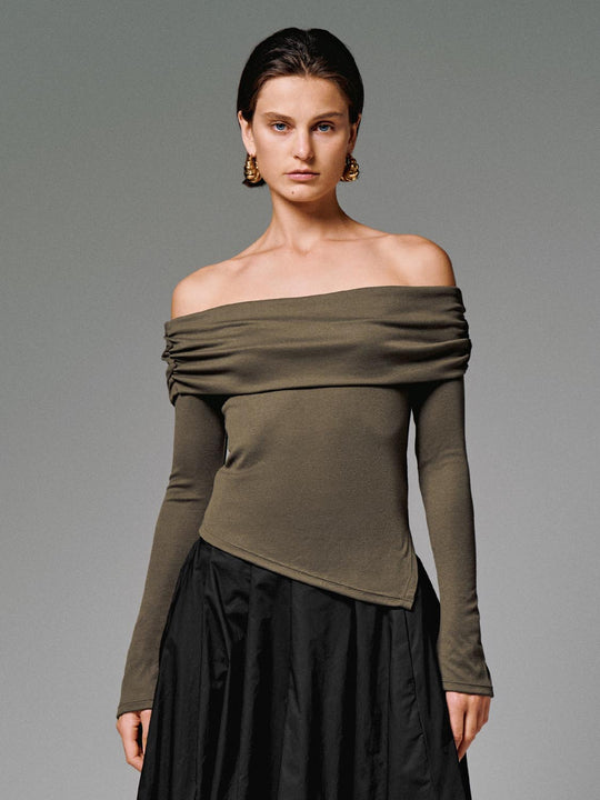 Off Shoulder Long Sleeve T-Shirts