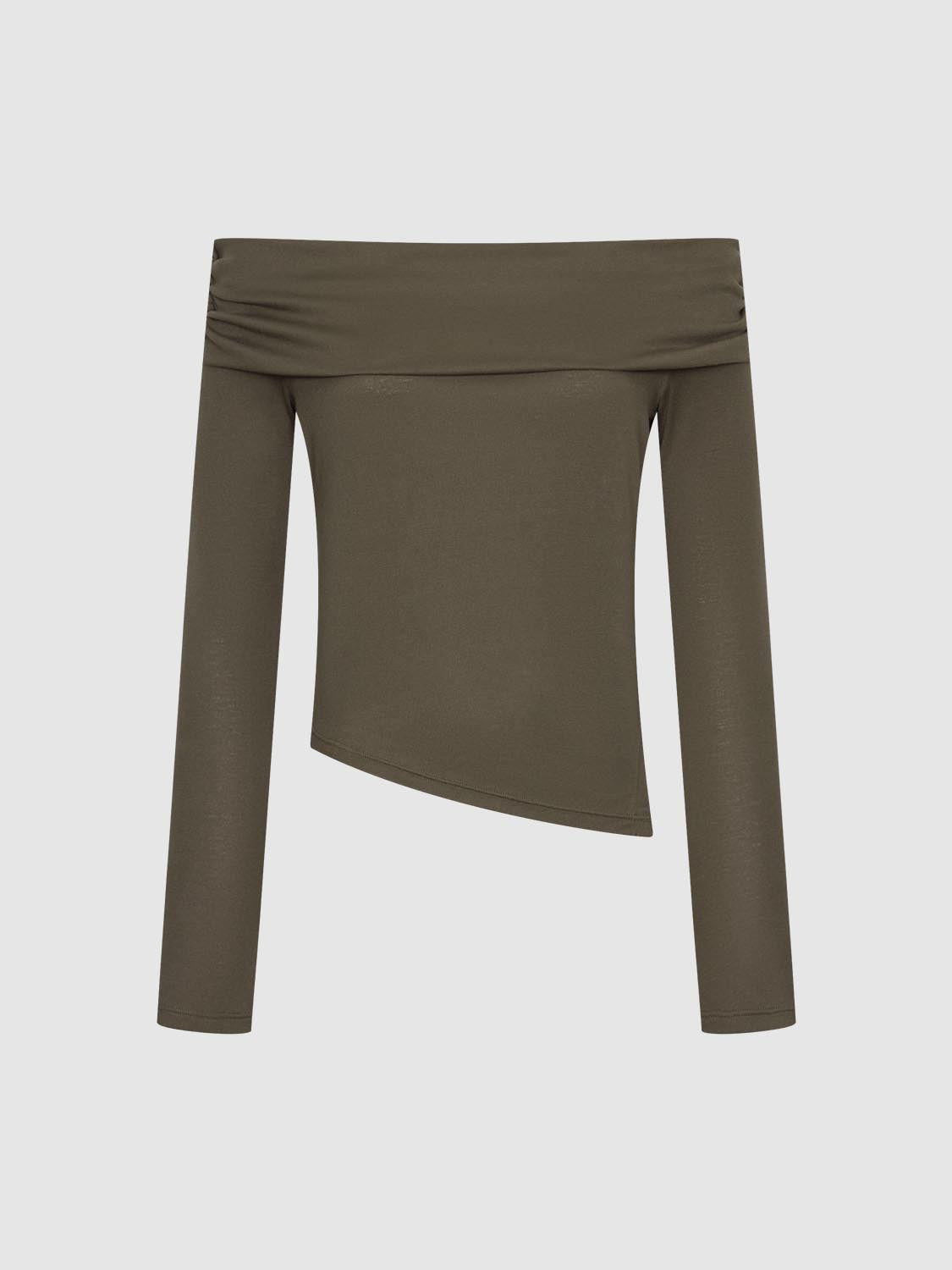 Off Shoulder Long Sleeve T-Shirts