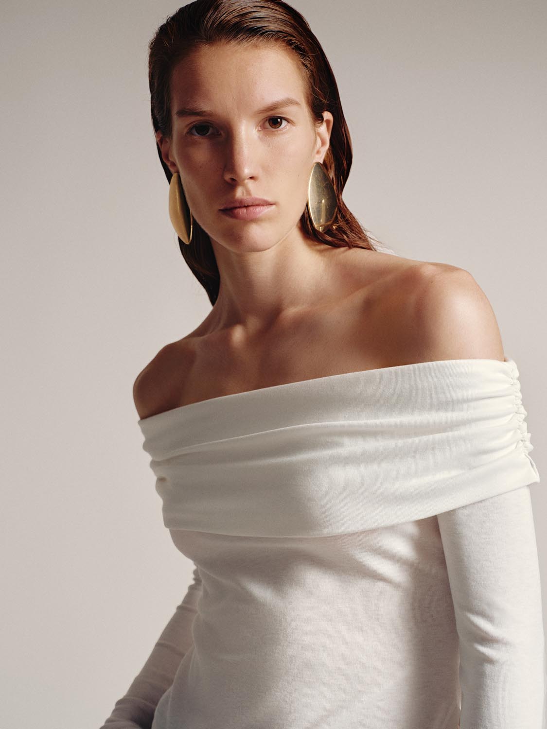 Off Shoulder Long Sleeve T-Shirts