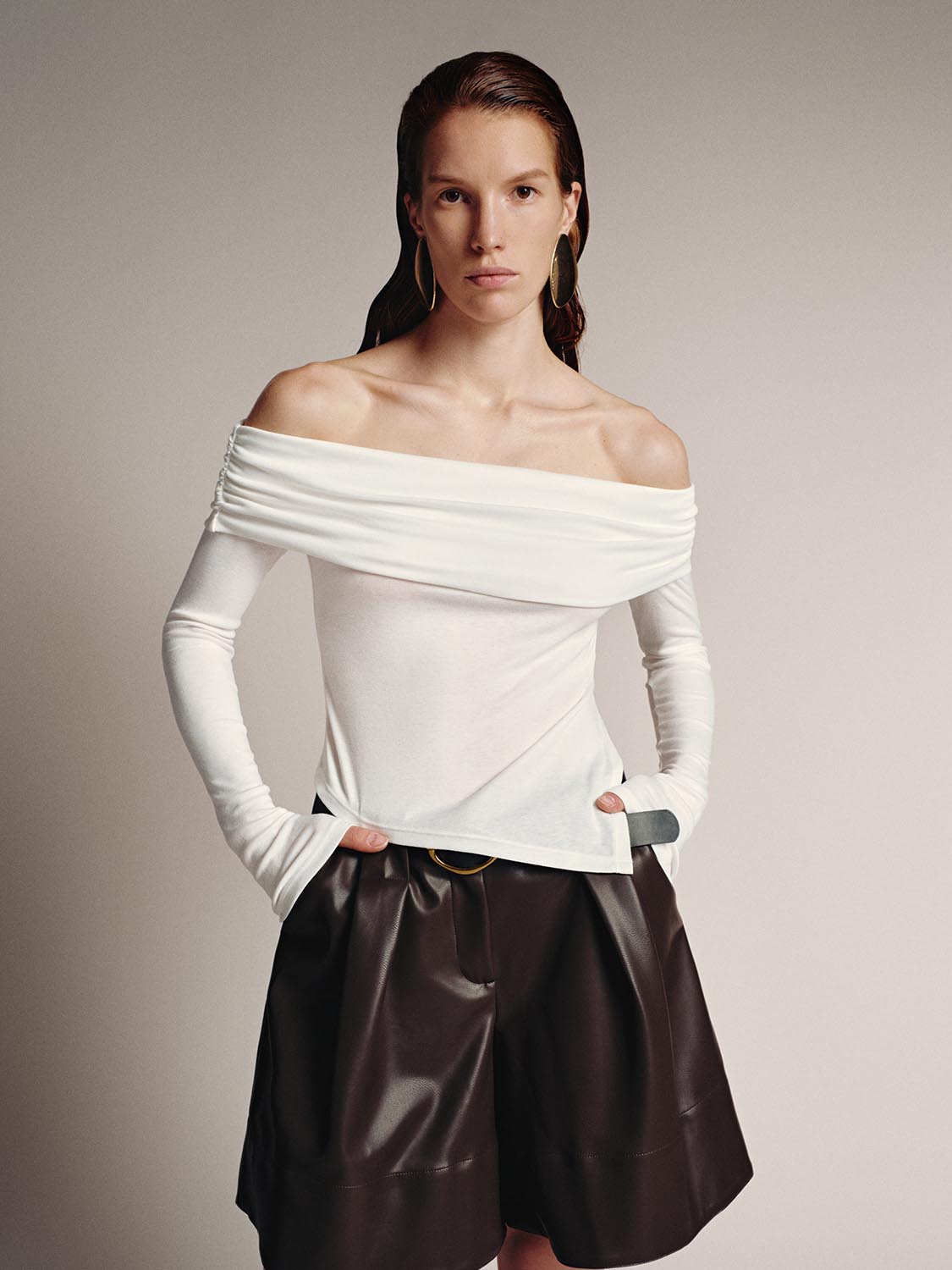 Off Shoulder Long Sleeve T-Shirts