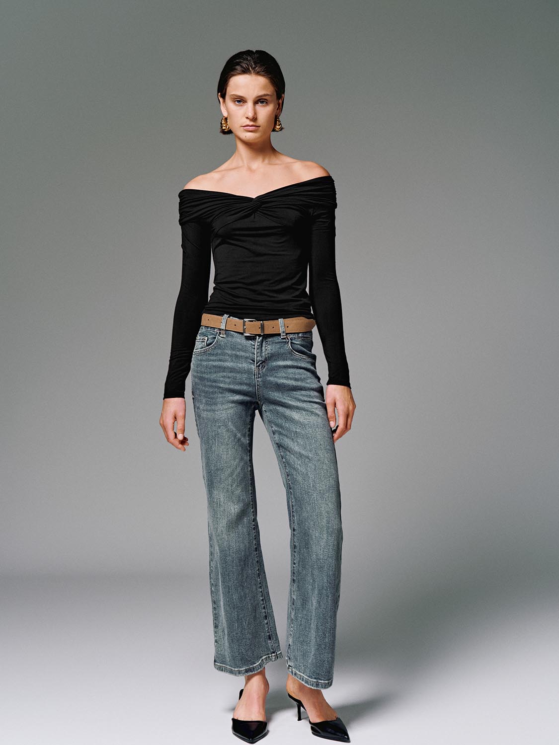 Front Knot Twist Long Sleeve T-Shirts