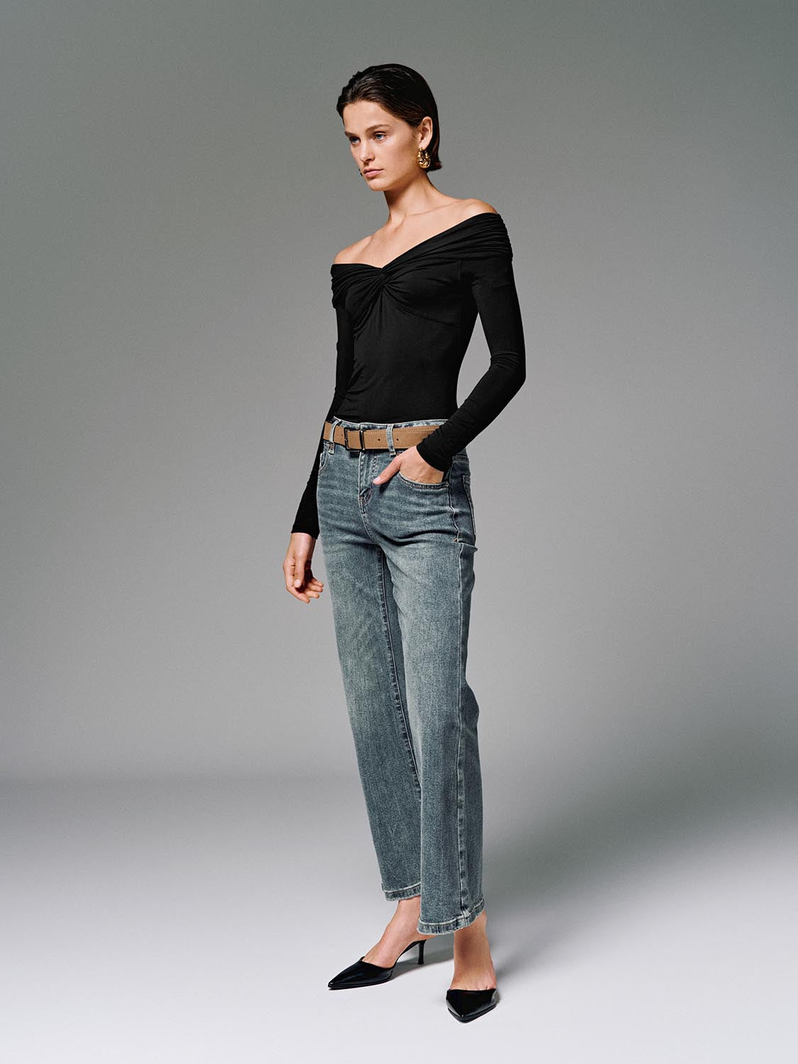 Front Knot Twist Long Sleeve T-Shirts