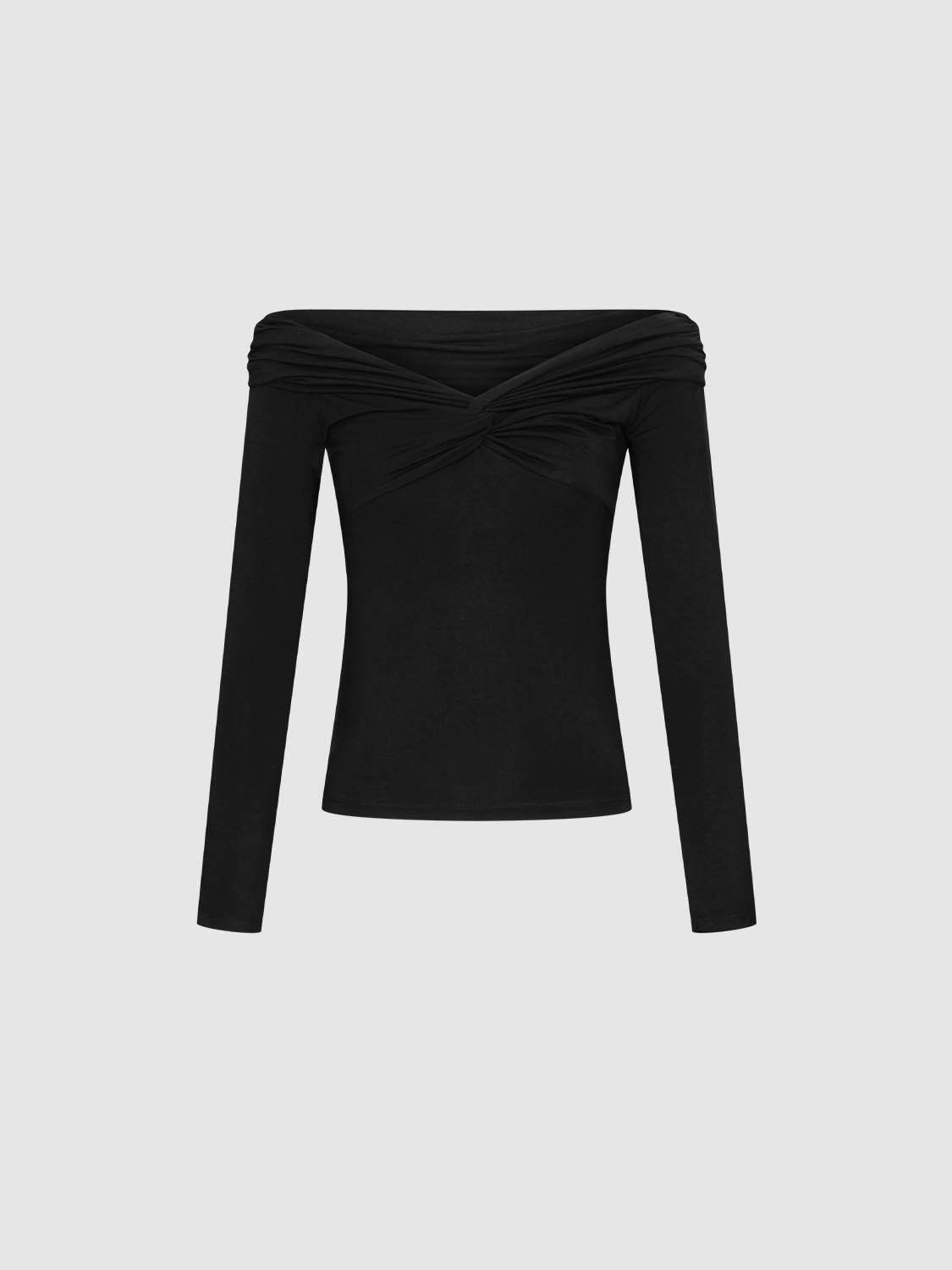 Front Knot Twist Long Sleeve T-Shirts