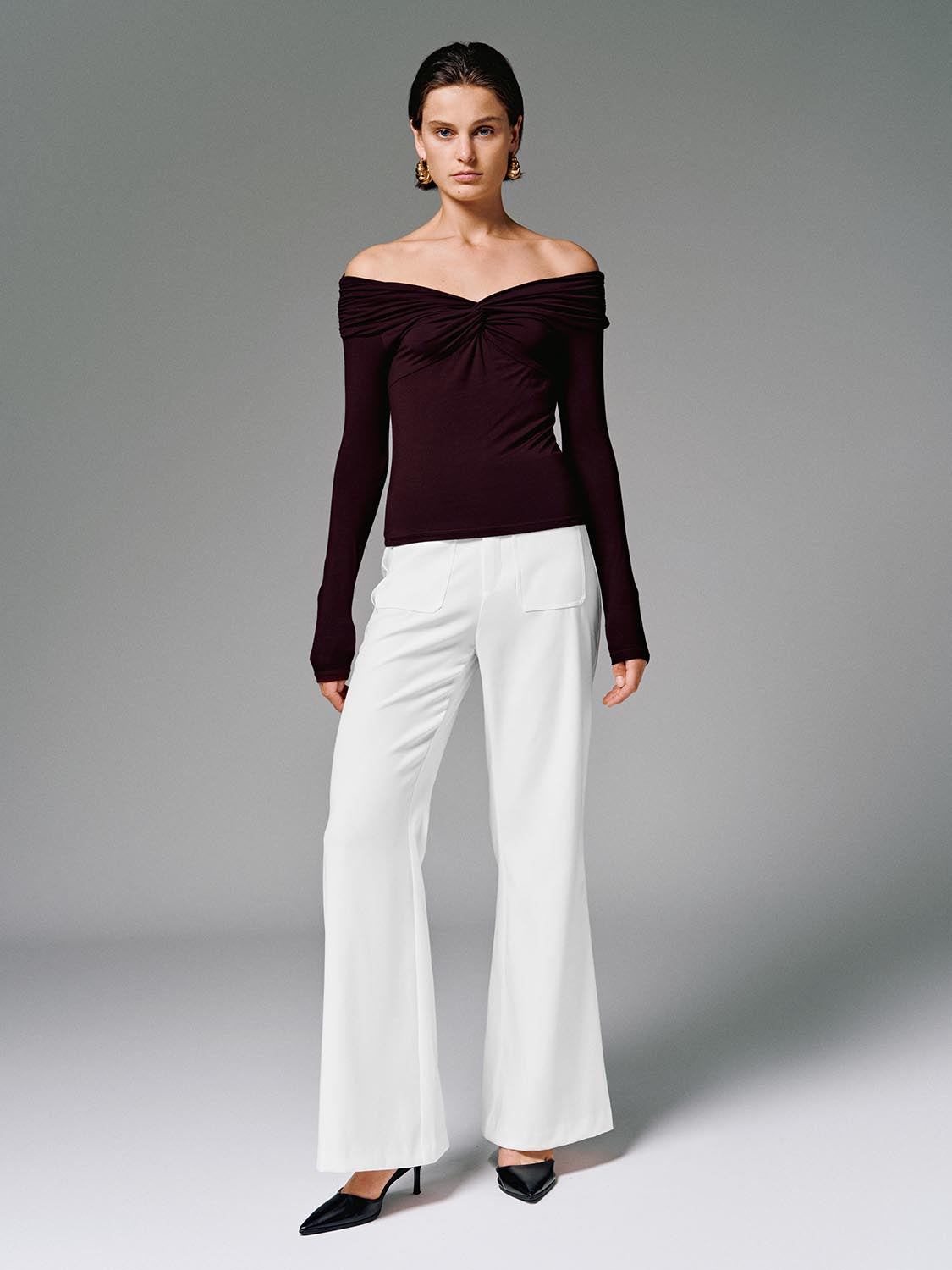 Front Knot Twist Long Sleeve T-Shirts