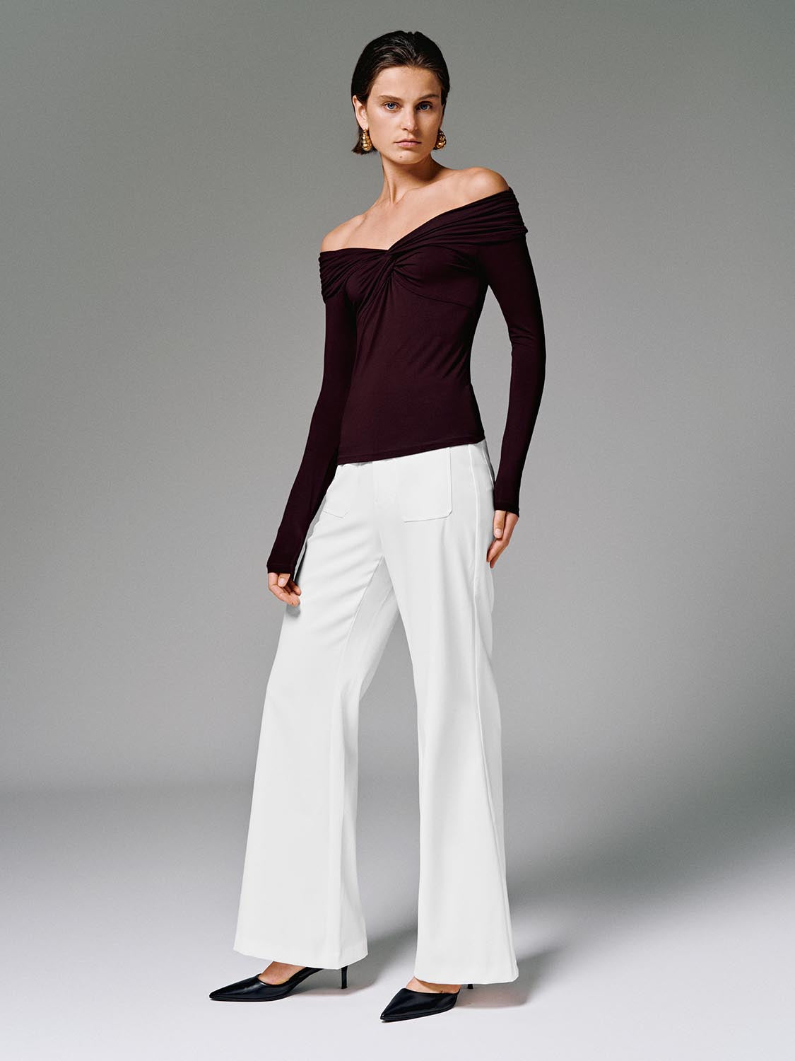 Front Knot Twist Long Sleeve T-Shirts