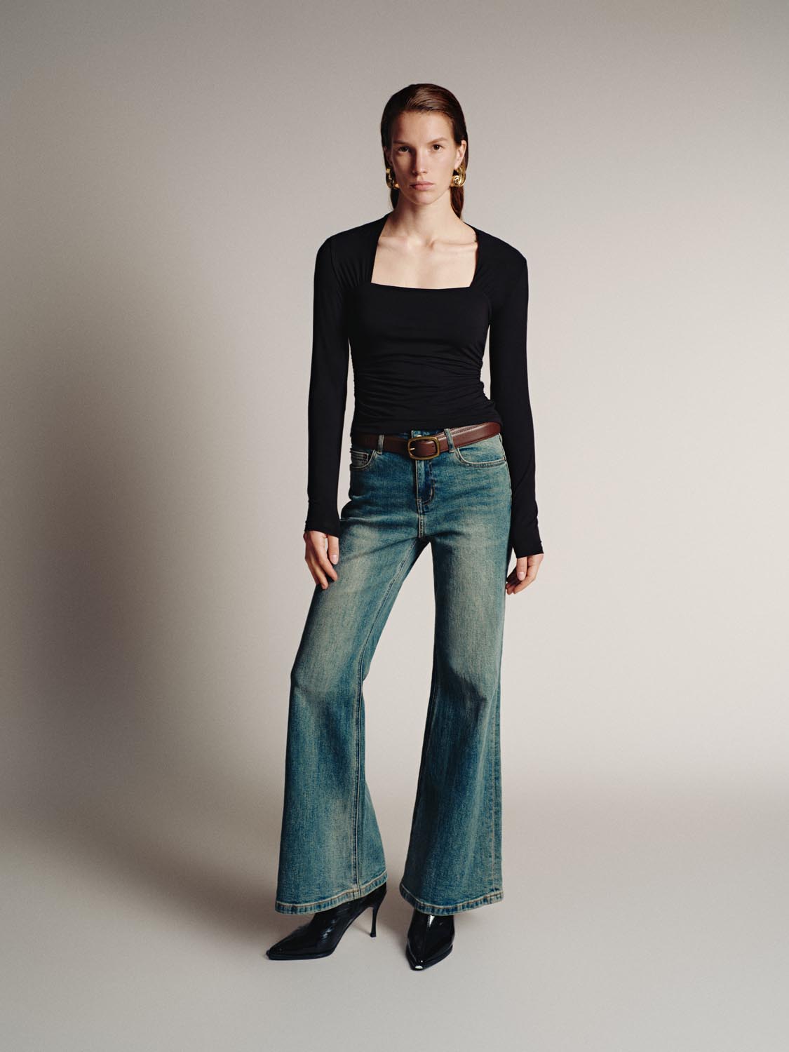 Skinny Ruched Long Sleeve T-Shirts