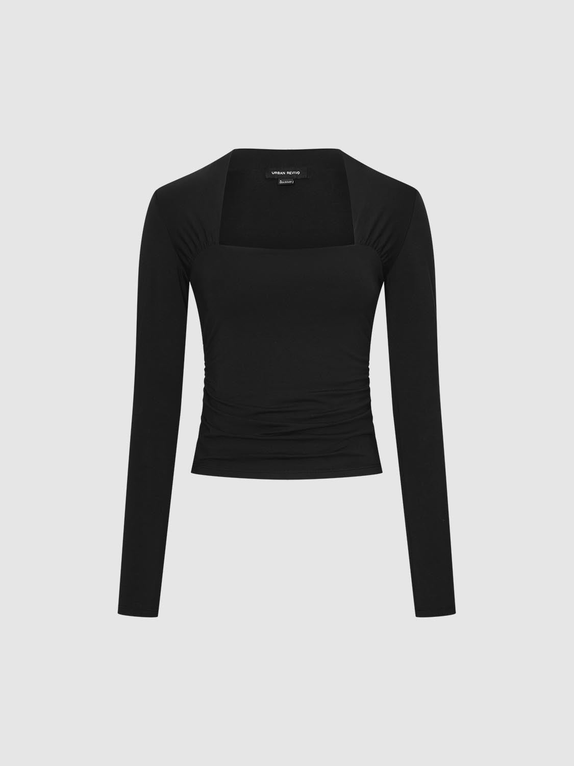 Skinny Ruched Long Sleeve T-Shirts