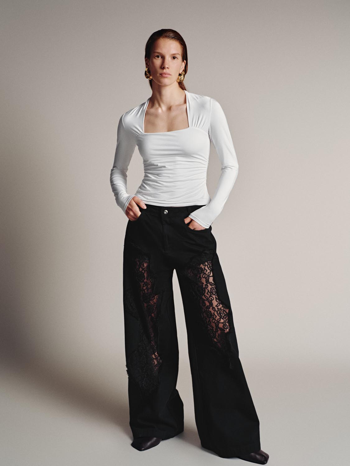 Skinny Ruched Long Sleeve T-Shirts