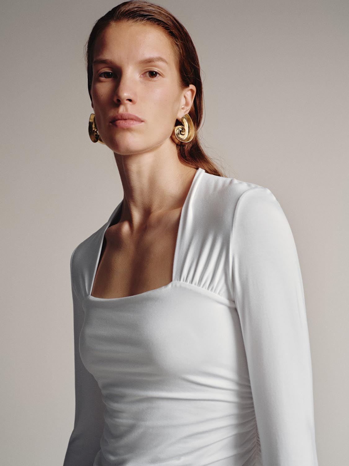 Skinny Ruched Long Sleeve T-Shirts