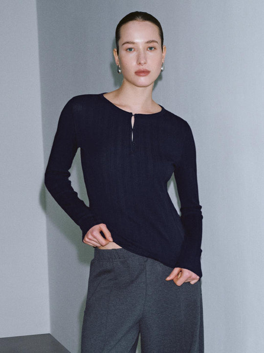 Henley Neck Long Sleeve T-Shirts