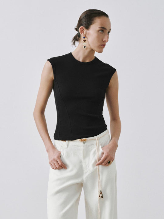 Capped Sleeve Skinny-Fit T-Shirts