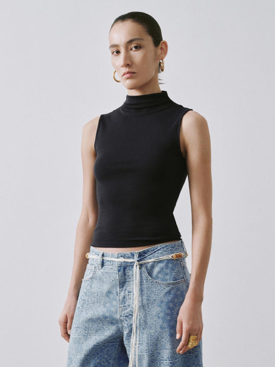 Mock Neck Skinny-Fit Tank Tops