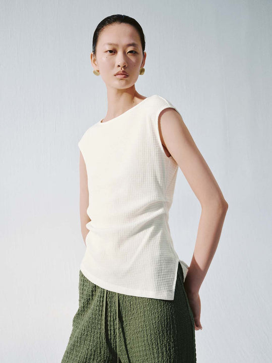 Asymmetric Ruched Cap Sleeve T-Shirts