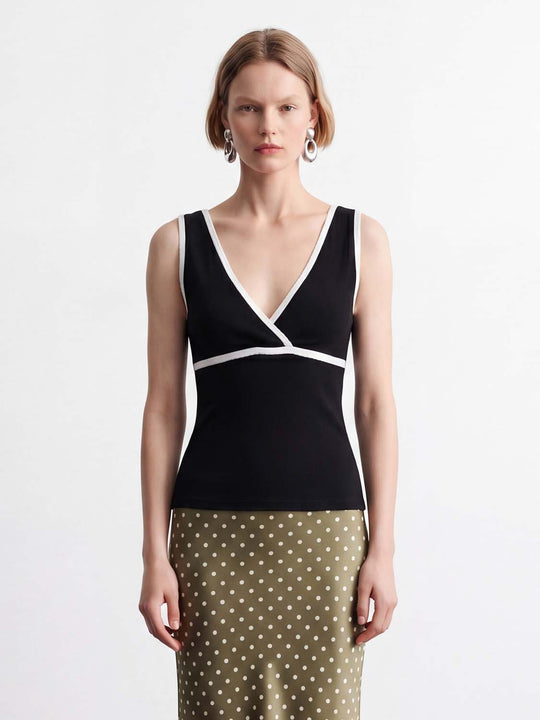 Cotton Criss-Cross Neckline Knit Tank Tops