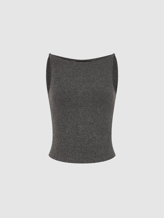 Sleeveless Textured Metallic Thick Tank Top