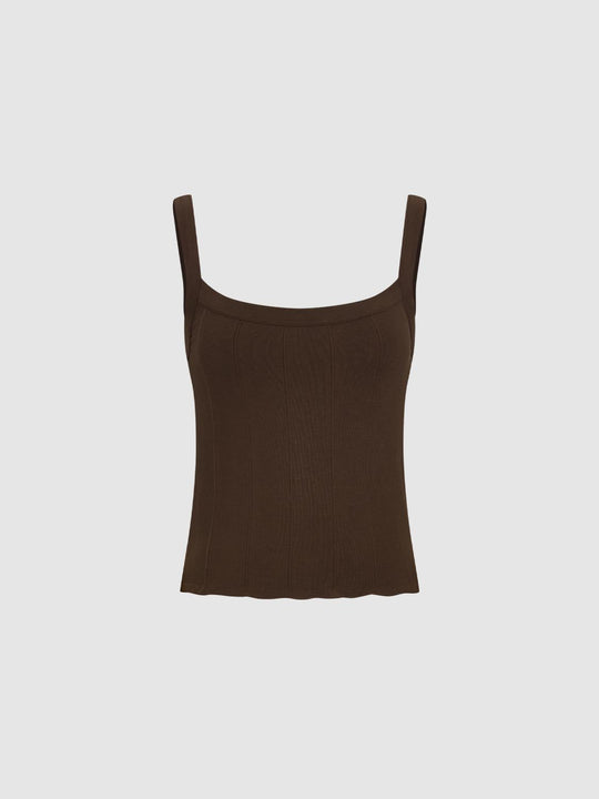 Ribbed Modal With Wide Straps And Moderate Stretch Tank Top