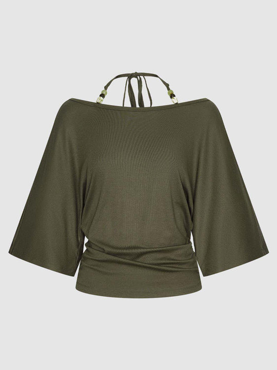 Batwing Sleeve Stretch Knit Top