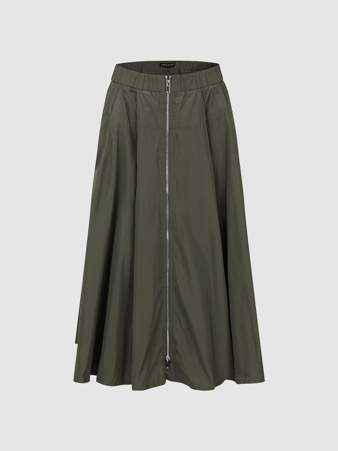 Zip Up A-Line Midi Skirts