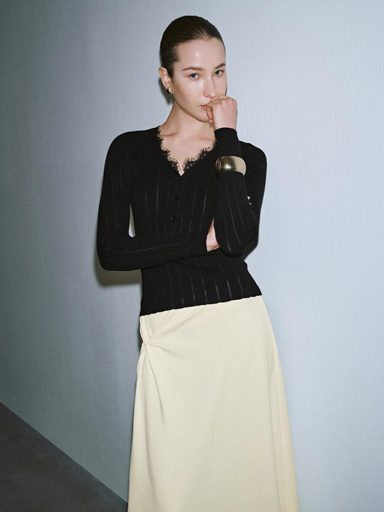 Draped A-Line Midi Skirts