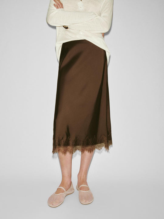 Lace Hem A-Line Midi Skirts