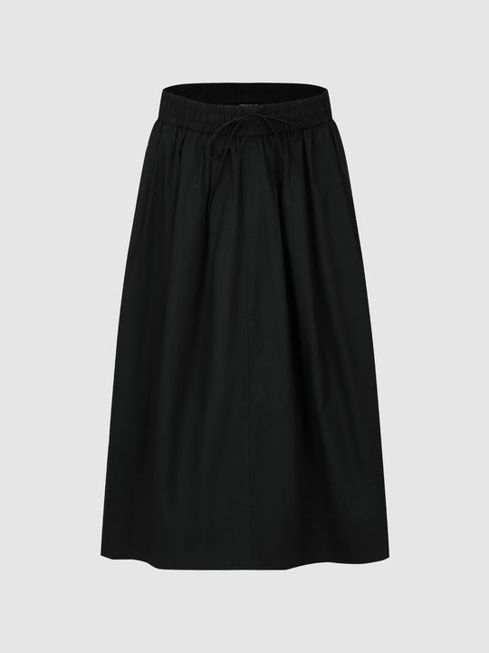 Drawstring Pull On A-Line Midi Skirts