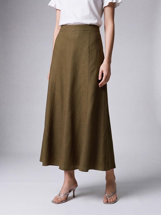 Seamed A-Line Midi Skirts