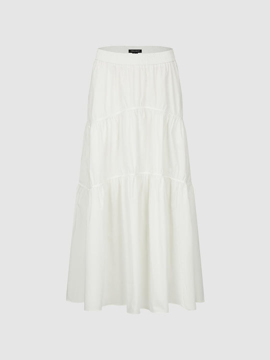 Pull On Seamed Tiered Loose-Fit A-Line Maxi Skirts