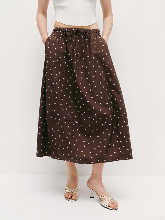 100% Cotton Polka Dot Print Skirt