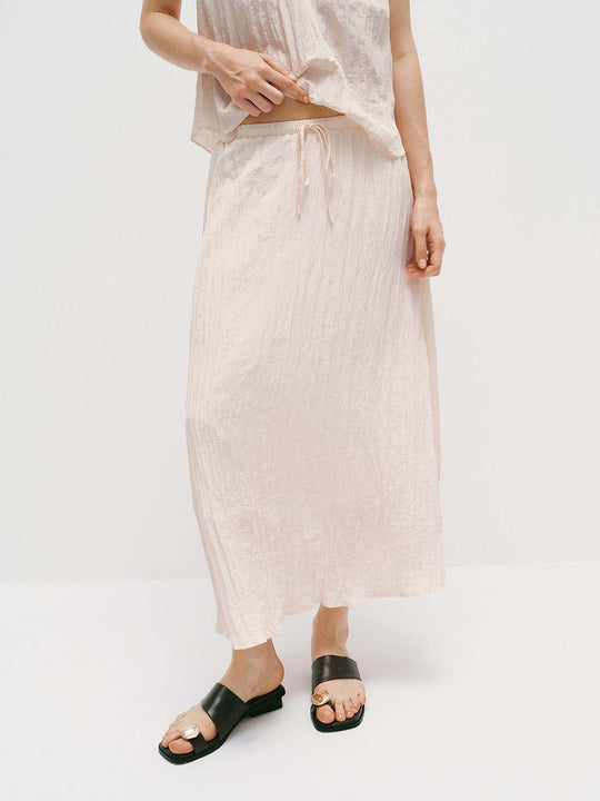 Textured Crinkle Weave With Subtle Vertical Lines And Lightweight Feel Skirt