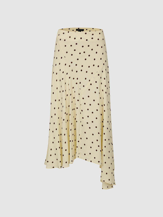 Polka Dot Asymmetric Hem Maxi Wrap Skirt