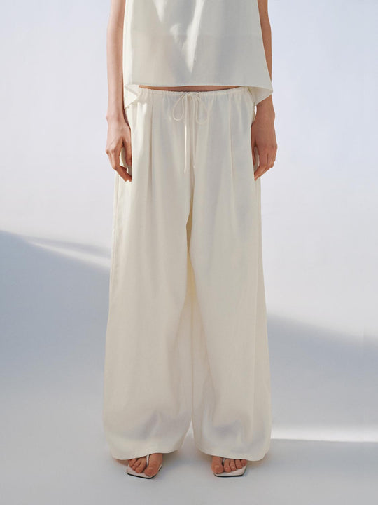 Lux Satin Wide Leg Drawstring Lounge Pants
