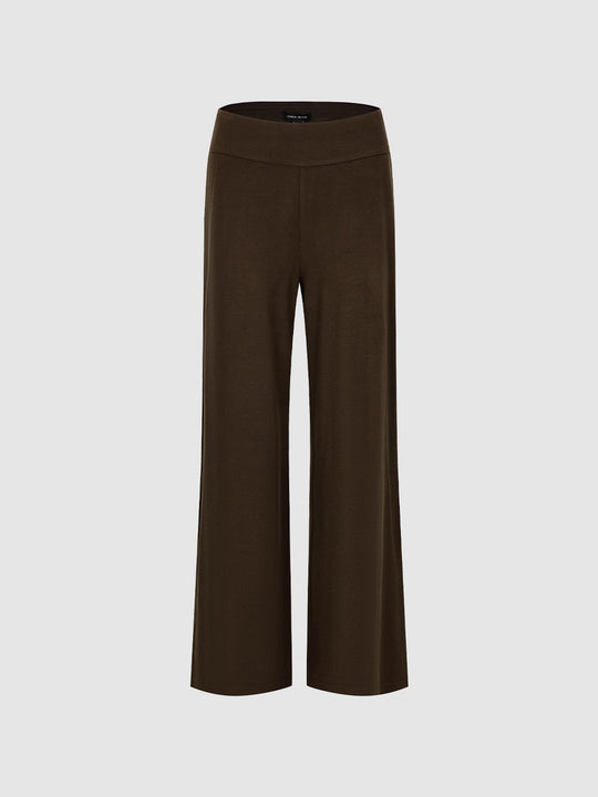 Solid Stretch Mid-rise Wide-leg Pants