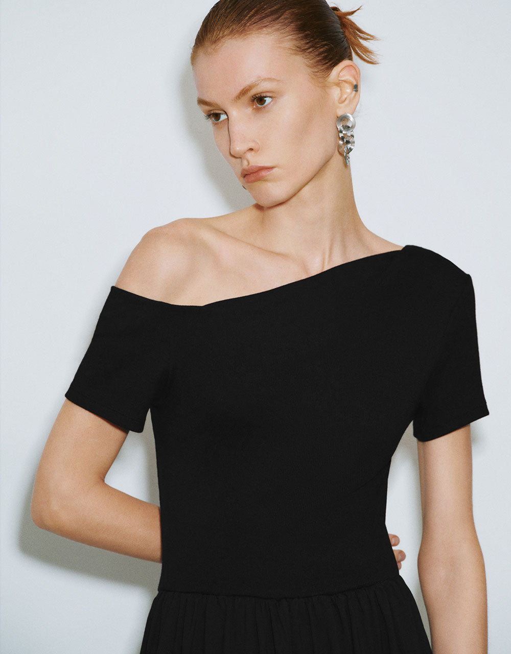 One Shoulder Midi A-Line Dress