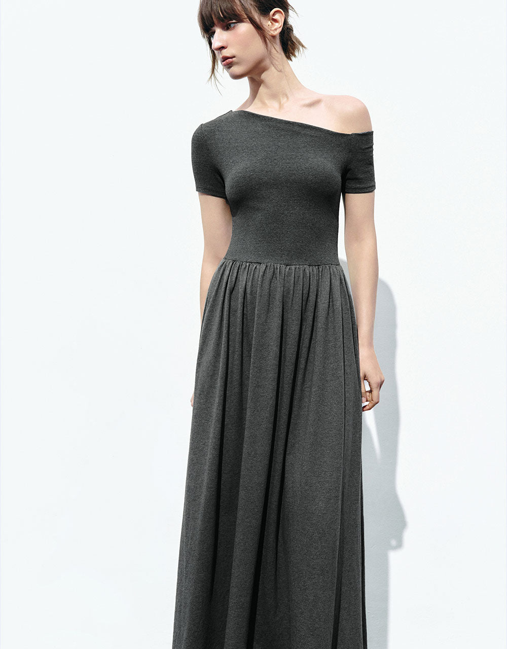 One Shoulder Midi A-Line Dress