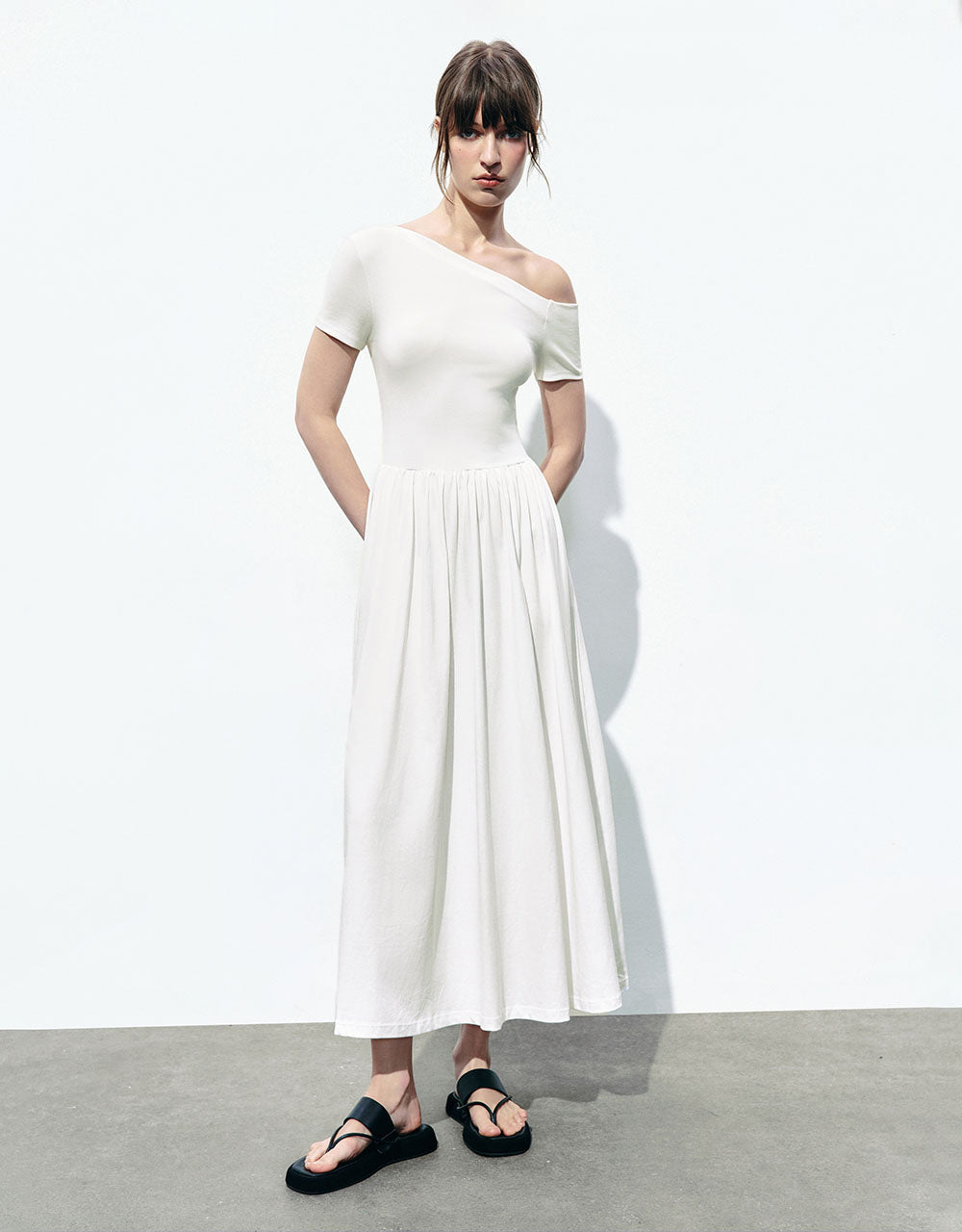 One Shoulder Midi A-Line Dress