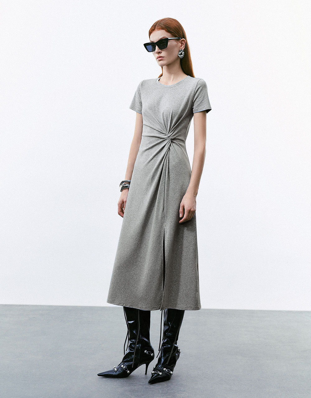 Twist Crew Neck A-Line Dress