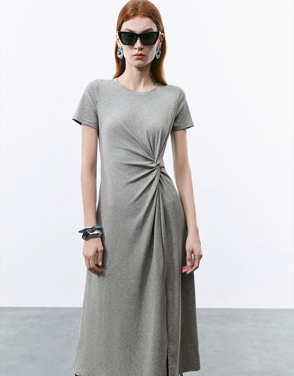 Twist Crew Neck A-Line Dress