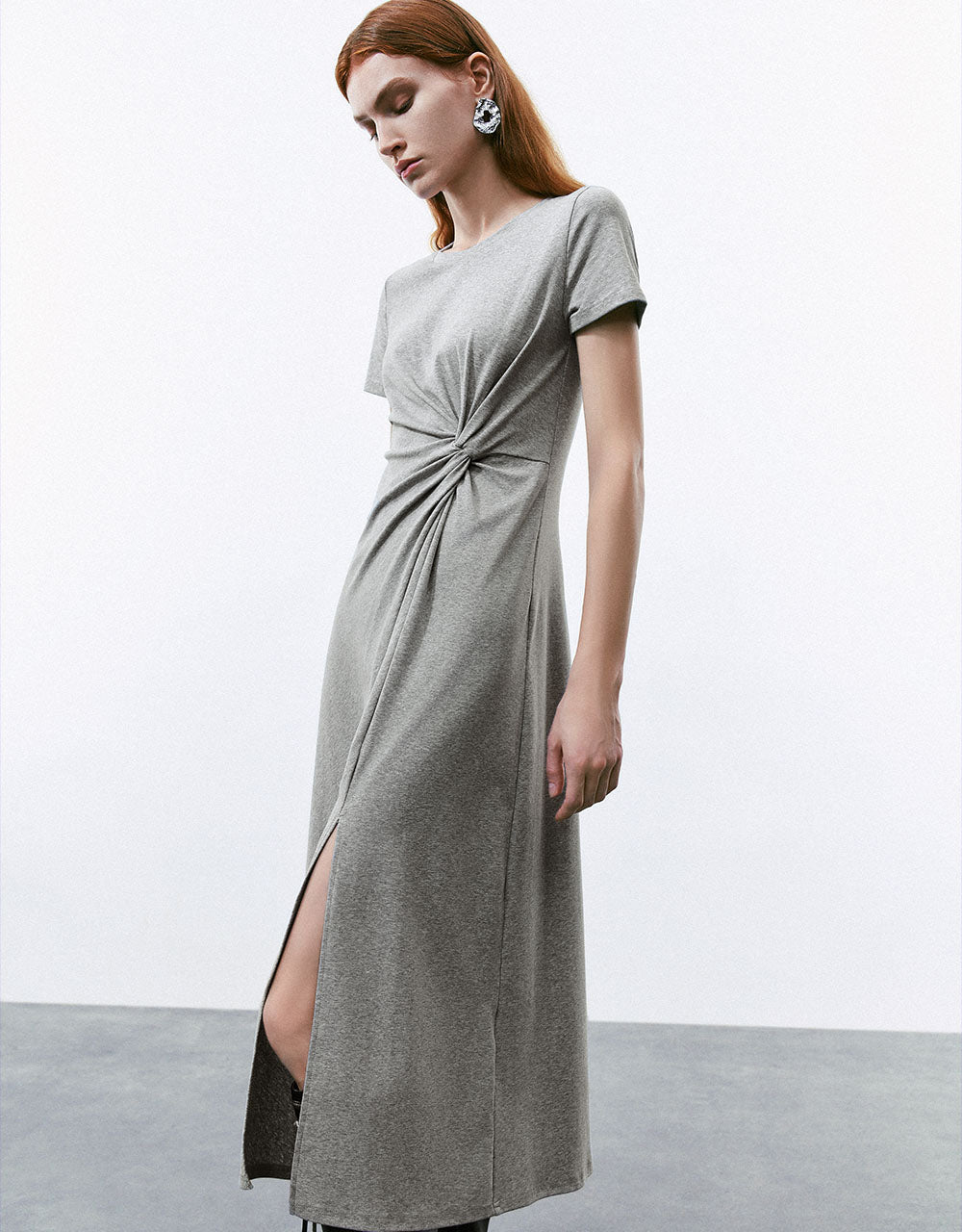 Twist Crew Neck A-Line Dress