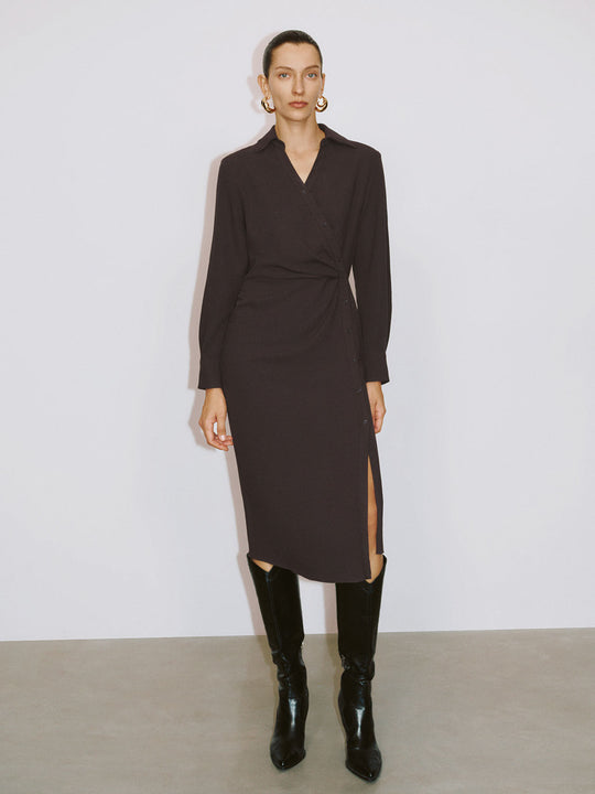 V-Neck Button Up Dresses